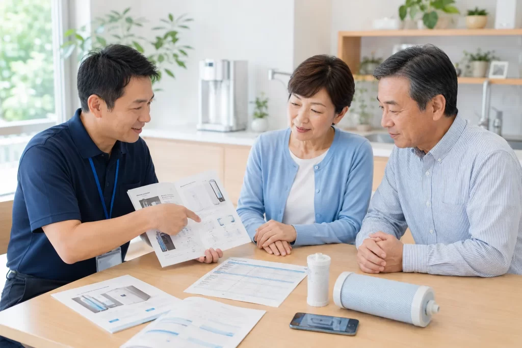 機器の買い替えの相談をしている